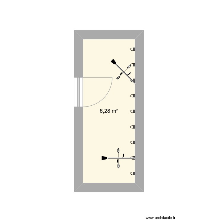 moreau. Plan de 1 pièce et 6 m2