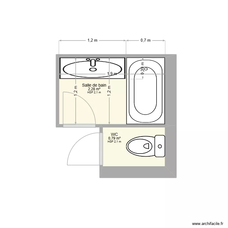 BELLUC FABIEN - APT CAUTERET. Plan de 2  et 3 m²