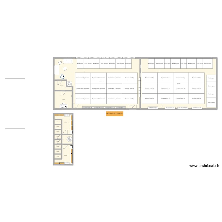 Crossfit Créon 2bis small bureau. Plan de 15 pièces et 326 m2