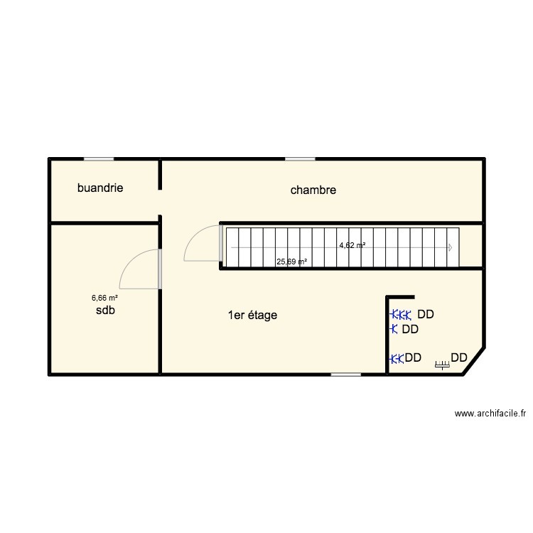 Patrick 1. Plan de 3 pièces et 37 m2