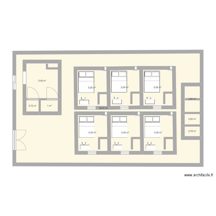 mimi. Plan de 13 pièces et 134 m2