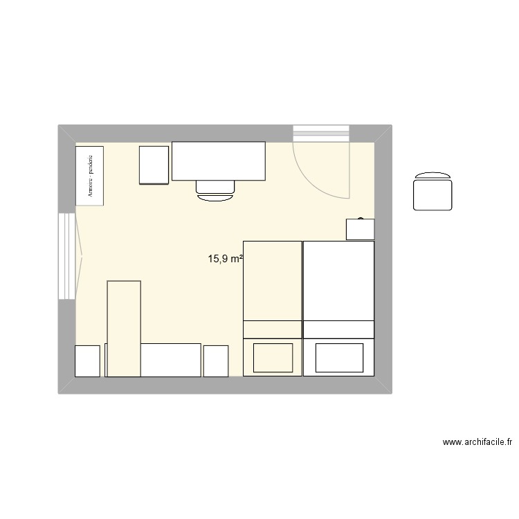 Bureau amenagement bureau angle. Plan de 1 pièce et 16 m2
