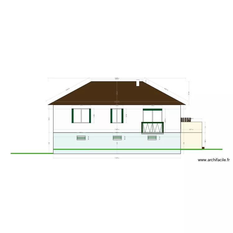 Fa&ccedil;ade SUD - Initiale. Plan de 