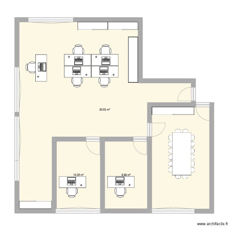 Bureau Geodis. Plan de 3 pièces et 101 m2