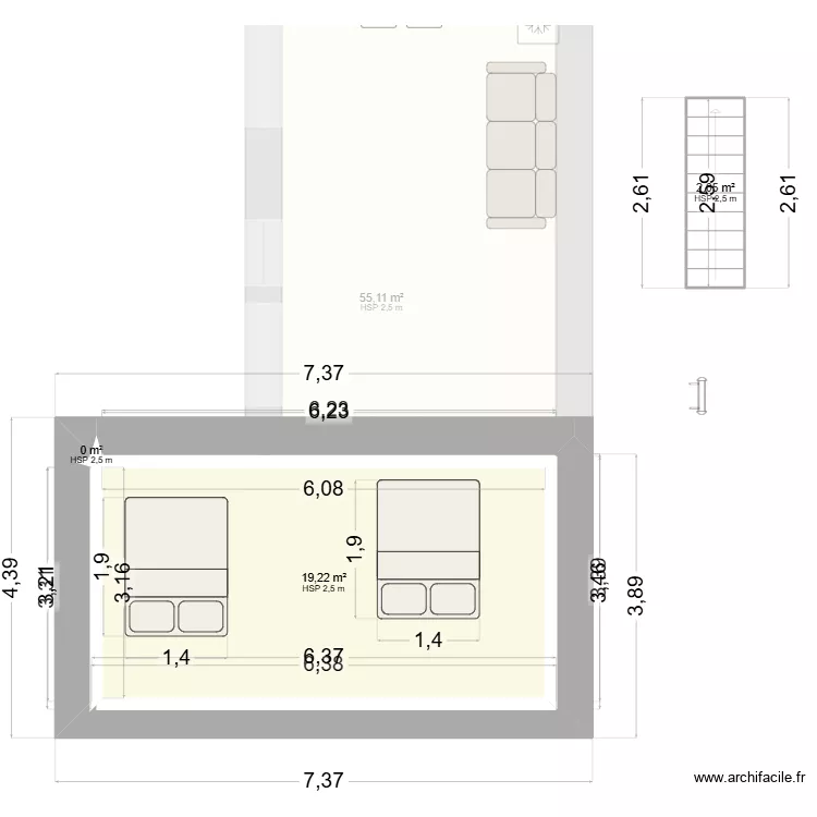 GUERINIERE arriere. Plan de 4  et 76 m²