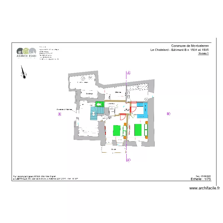etage max 2 CH le chatelard geometre. Plan de 