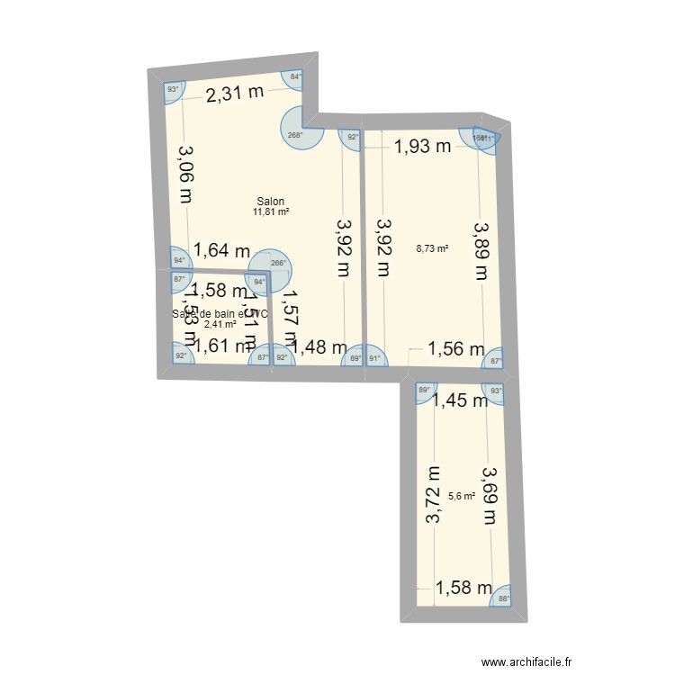 RDC ACTUEL. Plan de 4 pièces et 29 m2