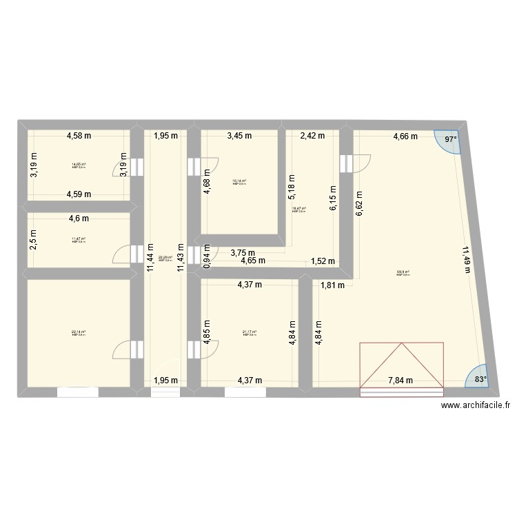ST JORY RDC. Plan de 8 pièces et 196 m2