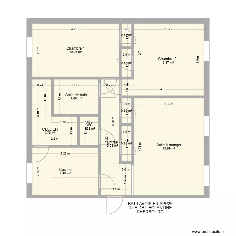 BAT LAVOISIER LGT 29. Plan de 12  et 65 m²