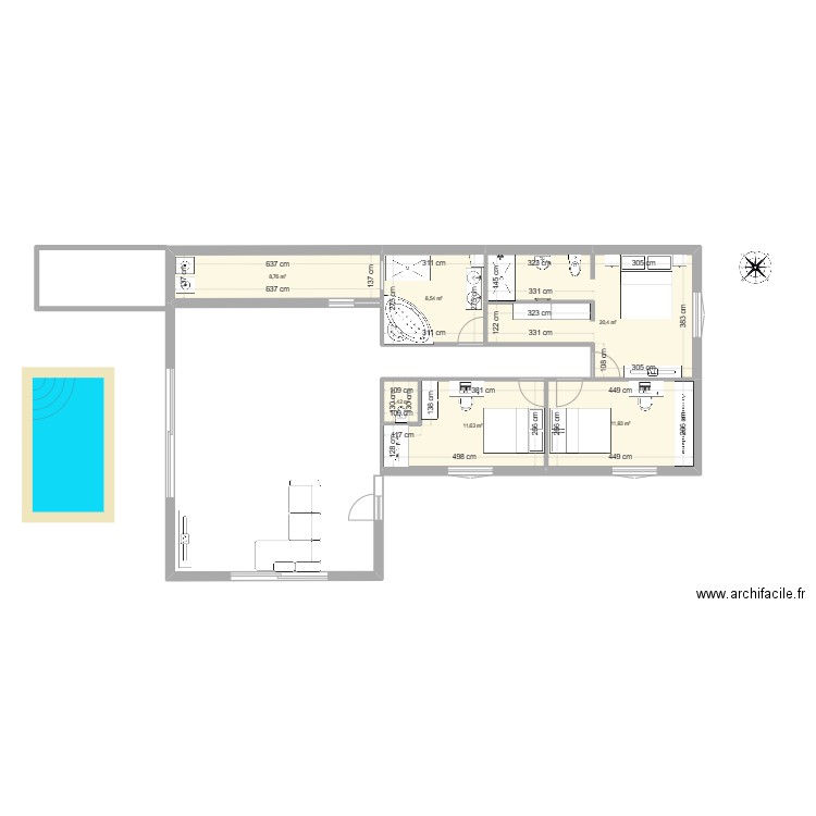 Extension 3. Plan de 6 pièces et 63 m2