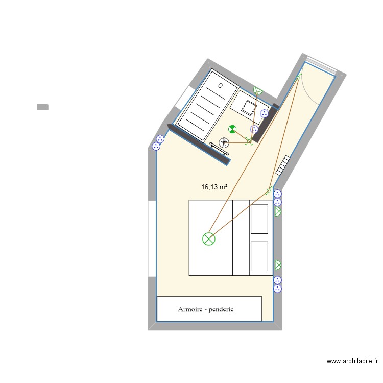Malette - Chambre parents. Plan de 1 pièce et 16 m2