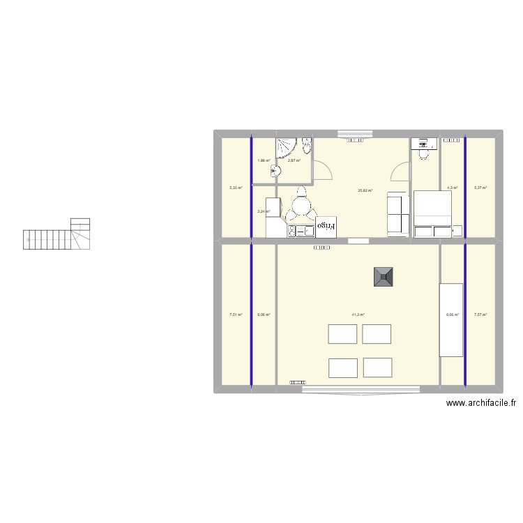 extension combles. Plan de 12 pièces et 116 m2
