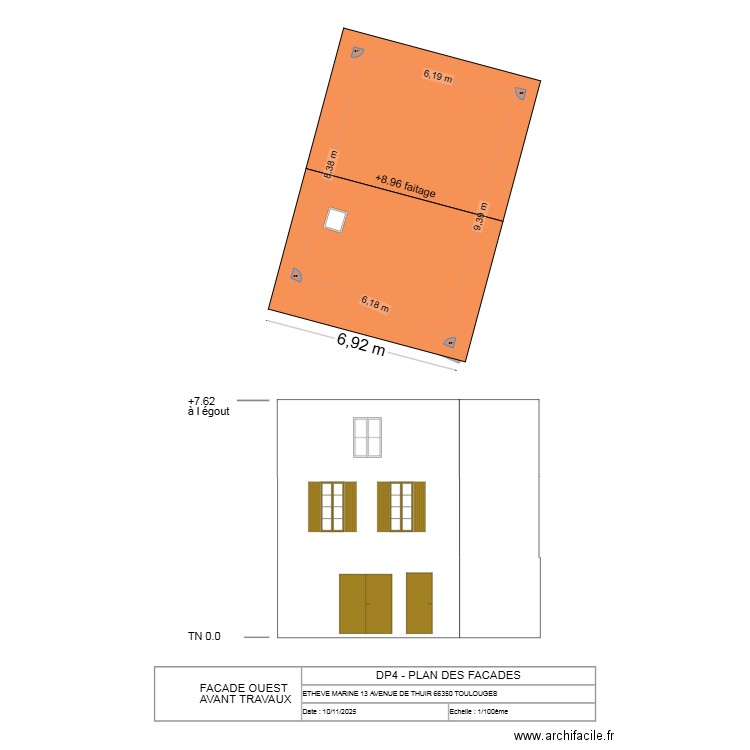 marine toulouges. Plan de 3 pièces et 163 m2