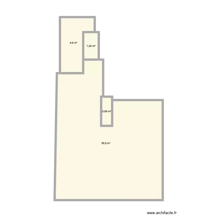 Plan apr&egrave;s d&eacute;molition. Plan de 4 pièces et 47 m²