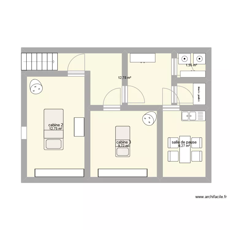 dernier &eacute;tage. Plan de 5 Pièces et 43 m²