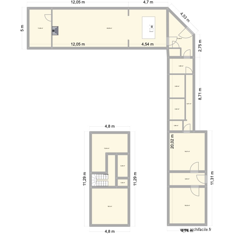 Corlieu. Plan de 16 pièces et 193 m2