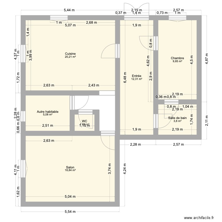 Appart. Arinthod. Plan de 7 pièces et 71 m2