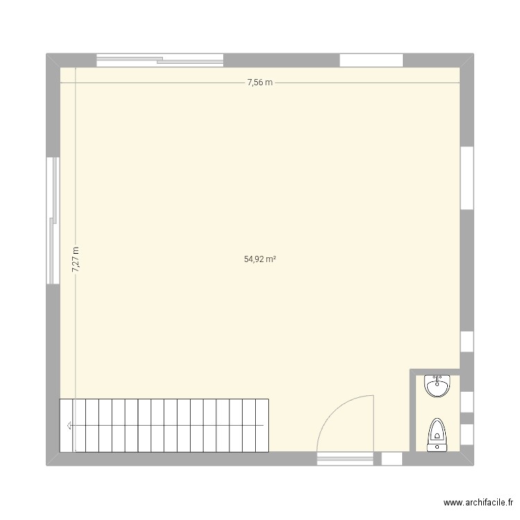 Salon. Plan de 1 pièce et 55 m2