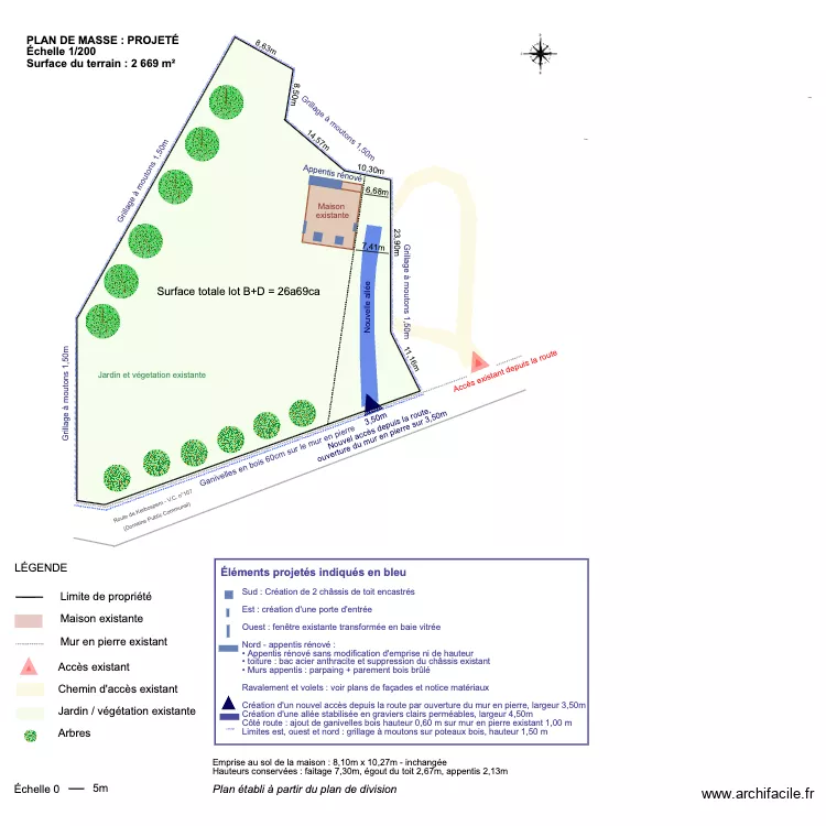 Plan de masse projeté. Plan de Plan de masse projeté. Plan de