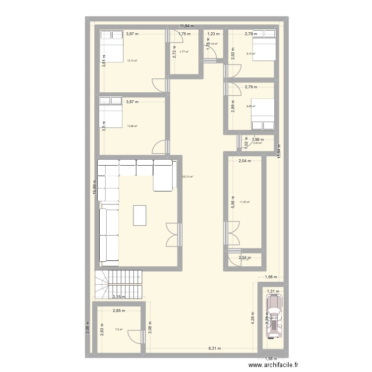 bko1. Plan de 12 pièces et 295 m2