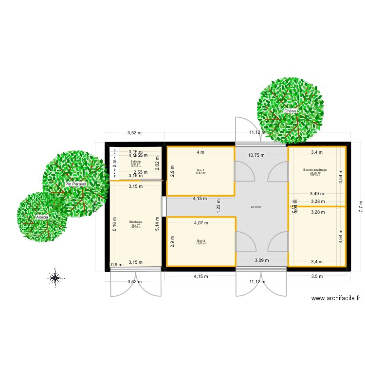 Grange Mercade EDL. Plan de 6 pièces et 147 m2