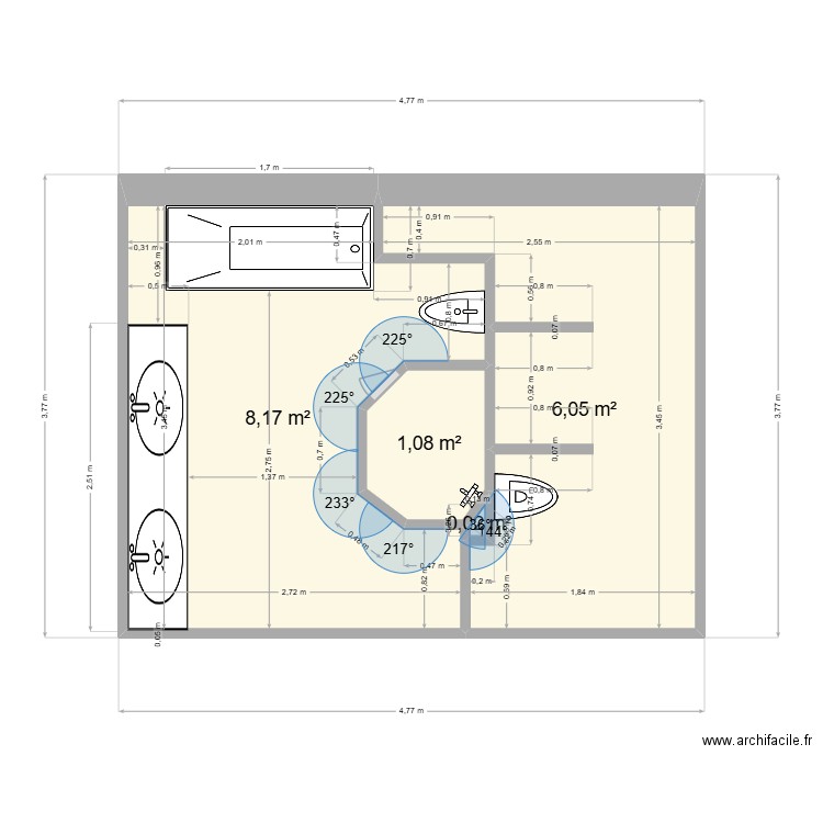 Brosset. Plan de 4 pièces et 15 m2