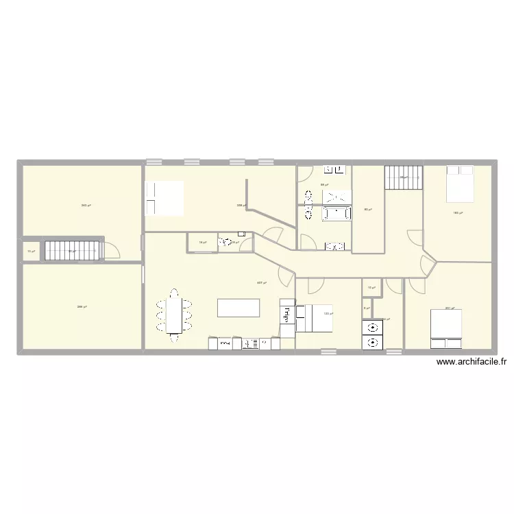 Planta 2 en cours avec portes. Plan de 