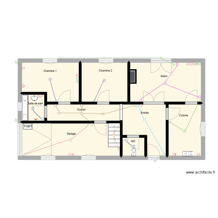 DAUHER Pierre RDC. Plan de 9 pièces et 71 m2