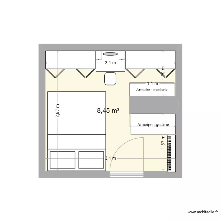 grenier. Plan de 1  et 8 m²