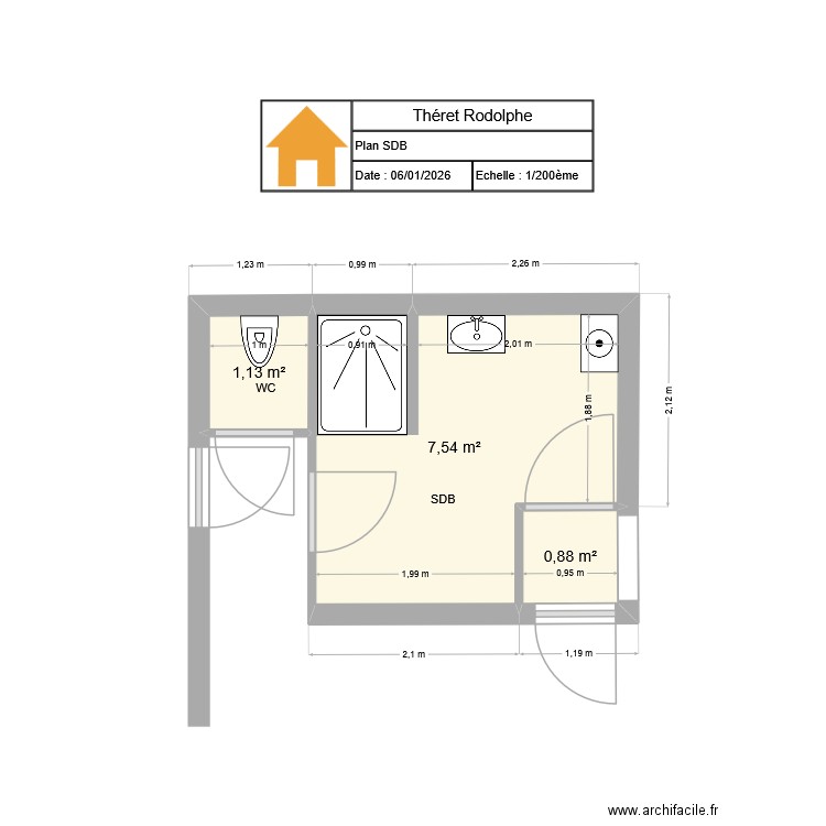 Théret rodolphe. Plan de 3 pièces et 10 m2