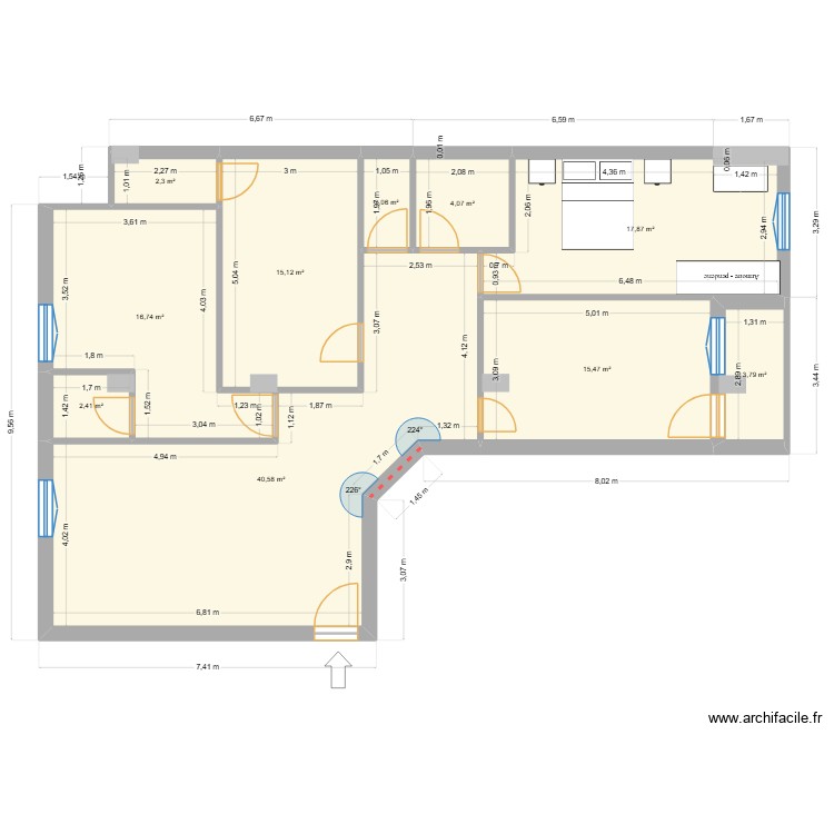 appart 2-2. Plan de 0 pièce et 0 m2