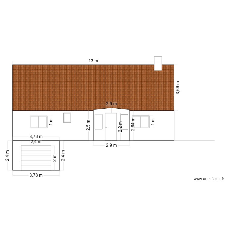 pignon droit. Plan de 0 pièce et 0 m2