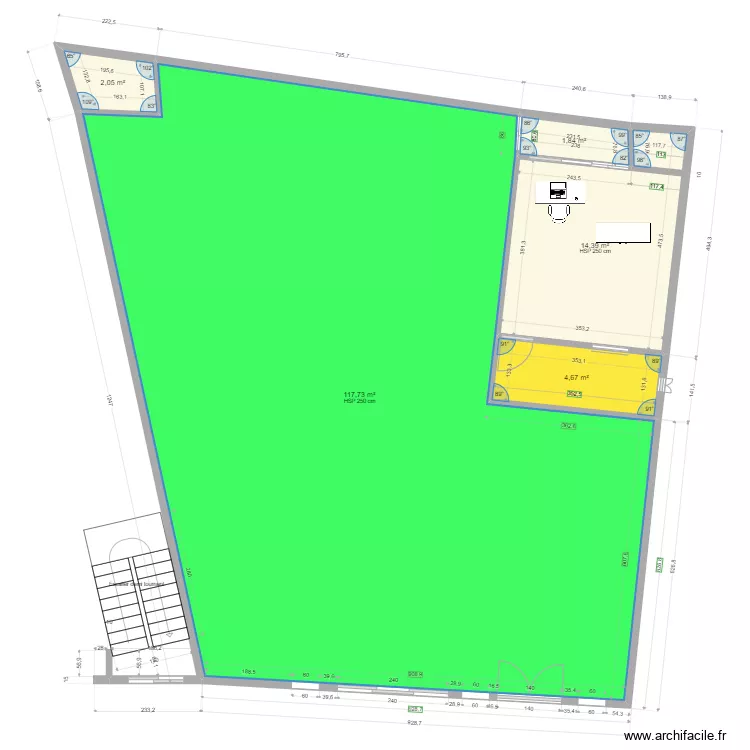DIALLO. Plan de 5 pièces et 141 m²