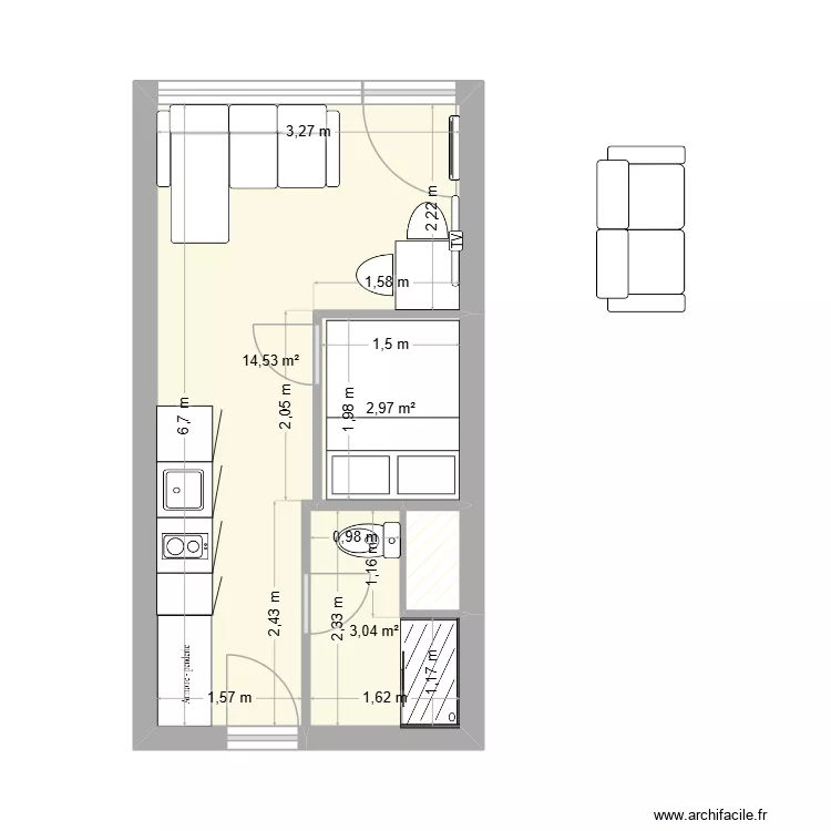 studio Tignes Home club NEW. Plan de 4  et 21 m²