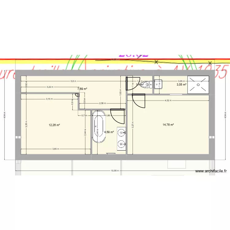 Etage test 2. Plan de 10  et 104 m²