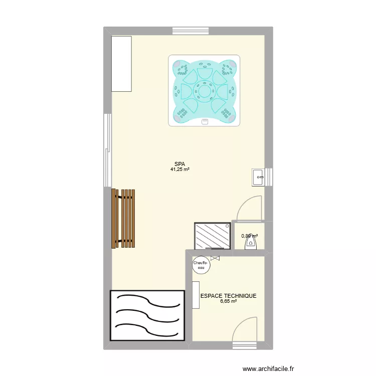 SPA. Plan de 3  et 49 m²
