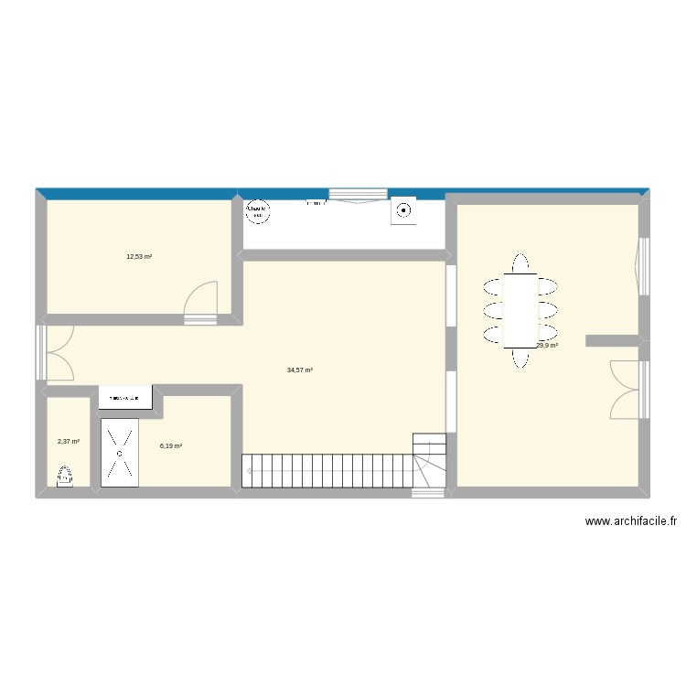 303. Plan de 5 pièces et 86 m2