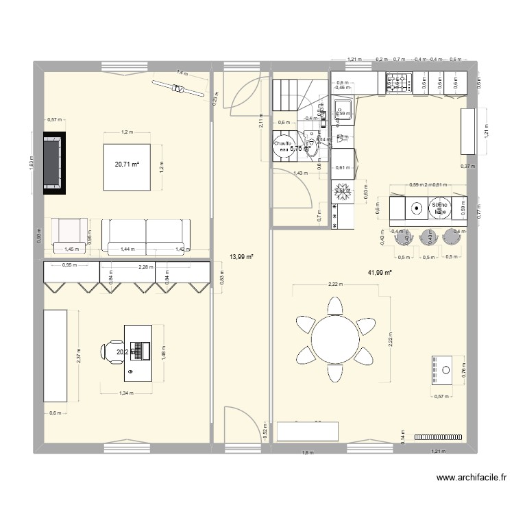 RDC sans poteaux. Plan de 0 pièce et 0 m2