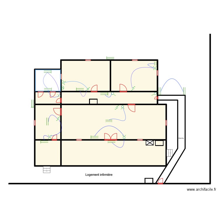 circuit lumiere du Logement infirmière MANONKPON. Plan de 10 pièces et 174 m2