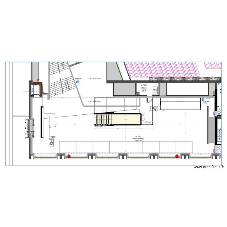 Espace Détente vide stands. Plan de 9 pièces et 15 m2