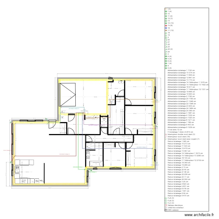 Electricité Luminaire - inter. Plan de 11 pièces et 185 m2