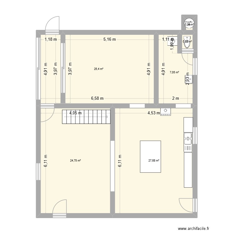 grandbois V2. Plan de 6 pièces et 86 m2