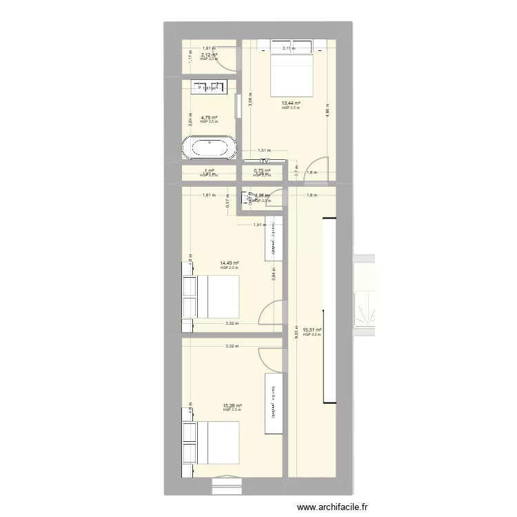 maison finit 2. Plan de 13  et 144 m²