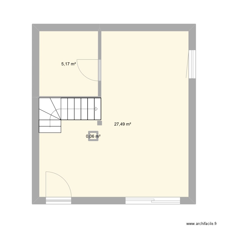 1ier modifie meublé. Plan de 3 pièces et 33 m2