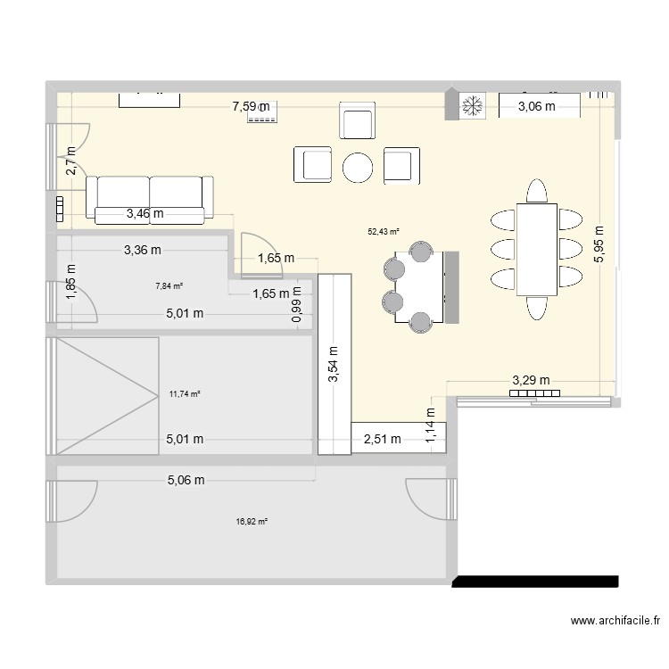 plan projet. Plan de 4 pièces et 89 m2