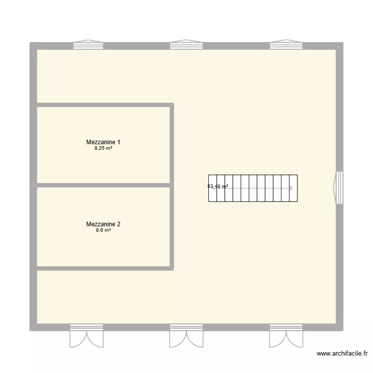 Mezzanines. Plan de 3  et 72 m²