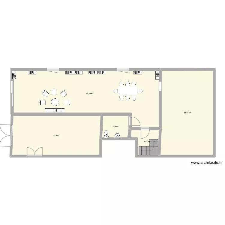 GARAGE apr&egrave;s Ludoth&egrave;que sans toit. Plan de 5  et 133 m²