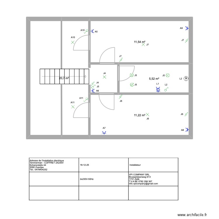 Overijse 1/2. Plan de 4 pièces et 49 m2