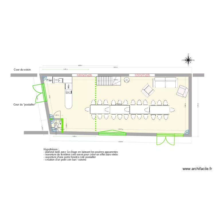 Platane Maison verte RdC futur v6. Plan de 1  et 66 m²
