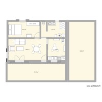 Plan T2 avec terrasse et garage ouvert